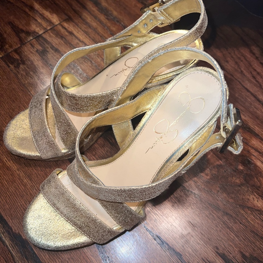 Jessica Simpson Gold Strappy Sandals